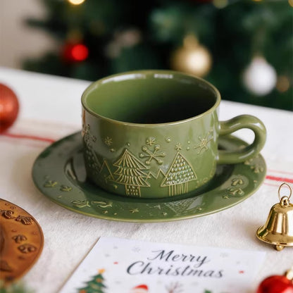 Elegant Christmas Coffee Cup and Saucer Gift Set