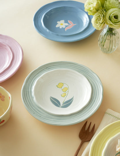 8 inches Floral Ceramic Dessert Plates - PeauleyHome