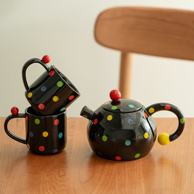 French Ceramic Pots Teapot and Teacups Set