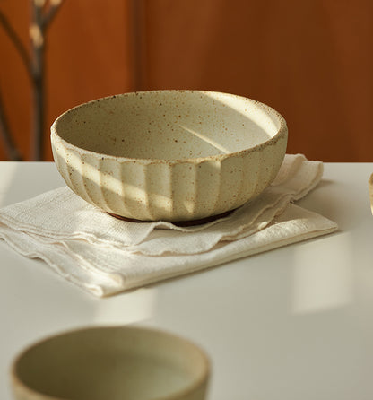 Vintage Crude Pottery Ceramic Rice Bowls Trays - PeauleyHome