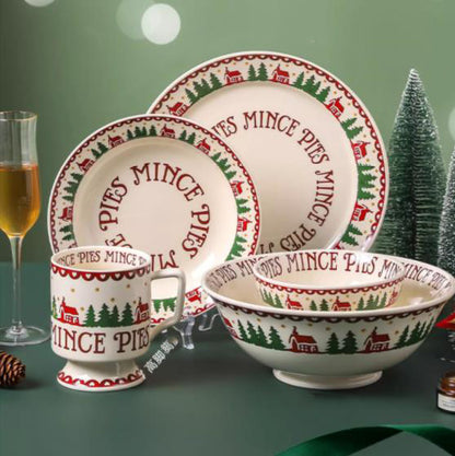 Christmas Series French Style Ceramic Plates Bowls Mugs Set