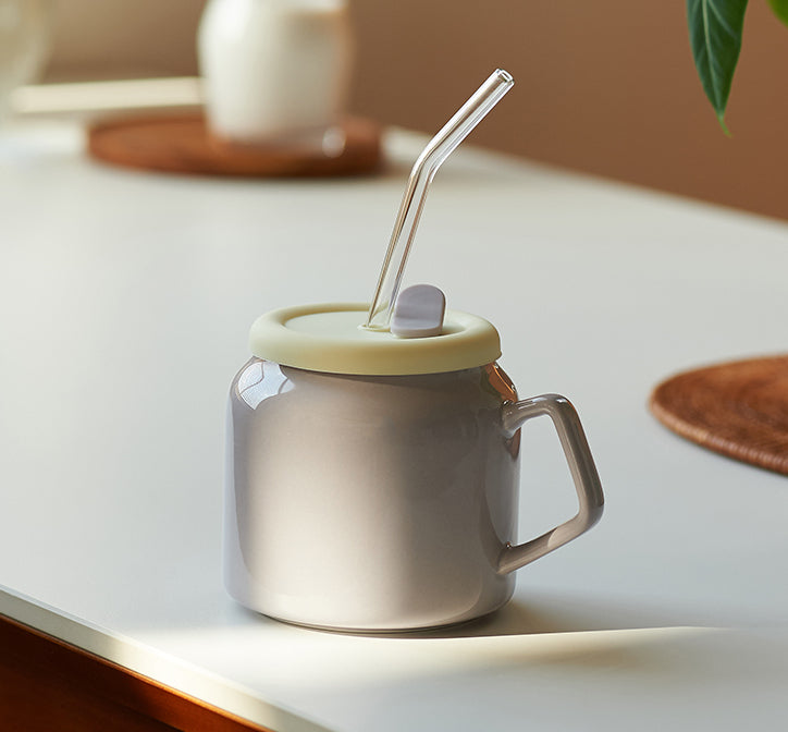 Ceramic Water Cup with Straw - PeauleyHome