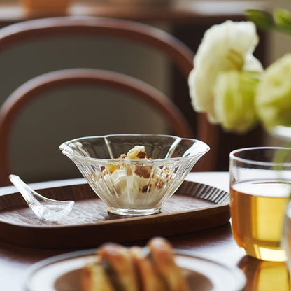 Delicate Petal Glass Bowl & Spoon