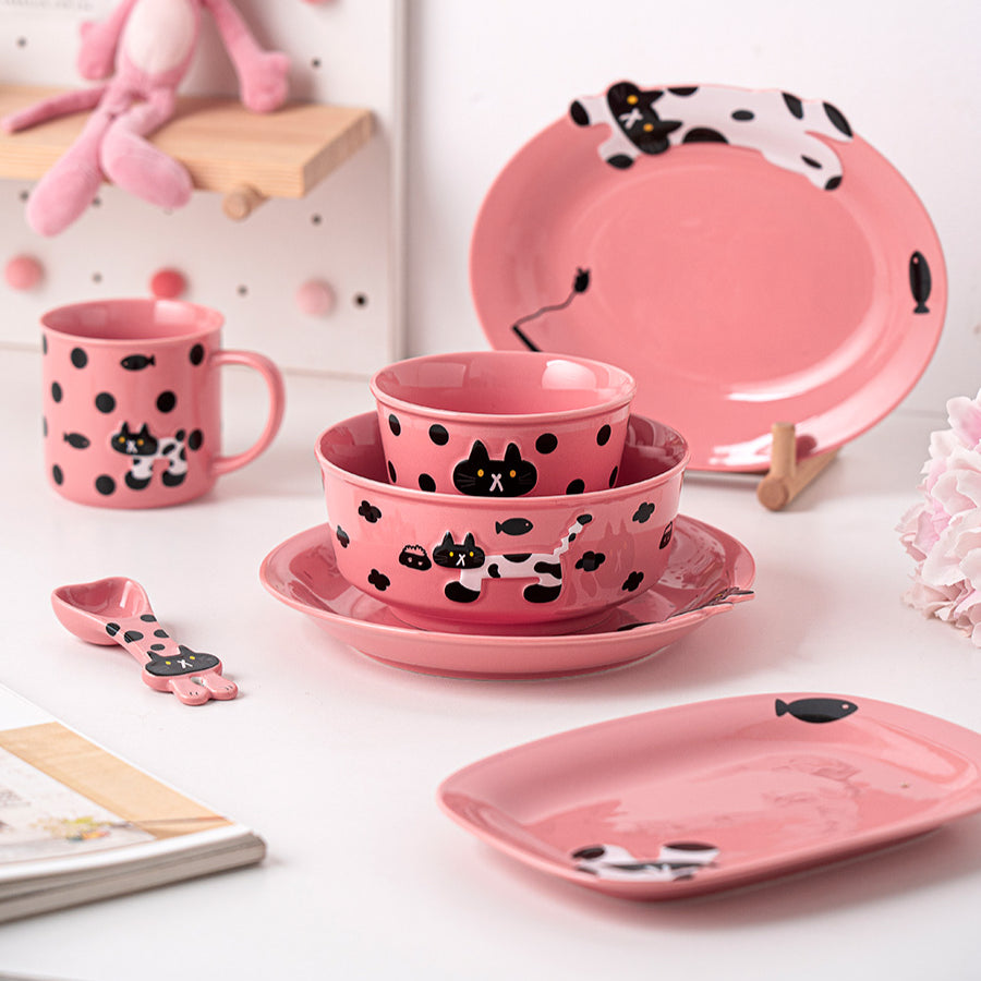 Lovely Cat-themed Bowls Plates Mugs Spoon