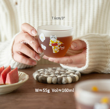 Japanese Style Delicate Glass Tea Cups for Ladies - PeauleyHome