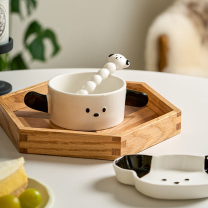 Cute Ceramic Plates Bowls with double Handles