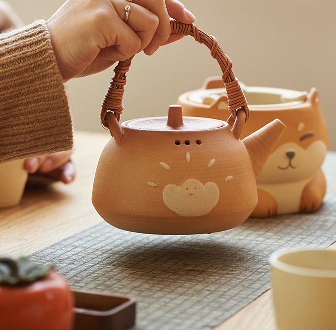 Small Ceramic Stove Tea Pot Set for Indoor Home - PeauleyHome