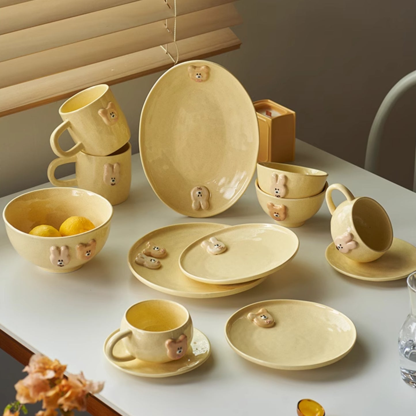 Adorable Yellow Ceramic Bowls Plates Mugs