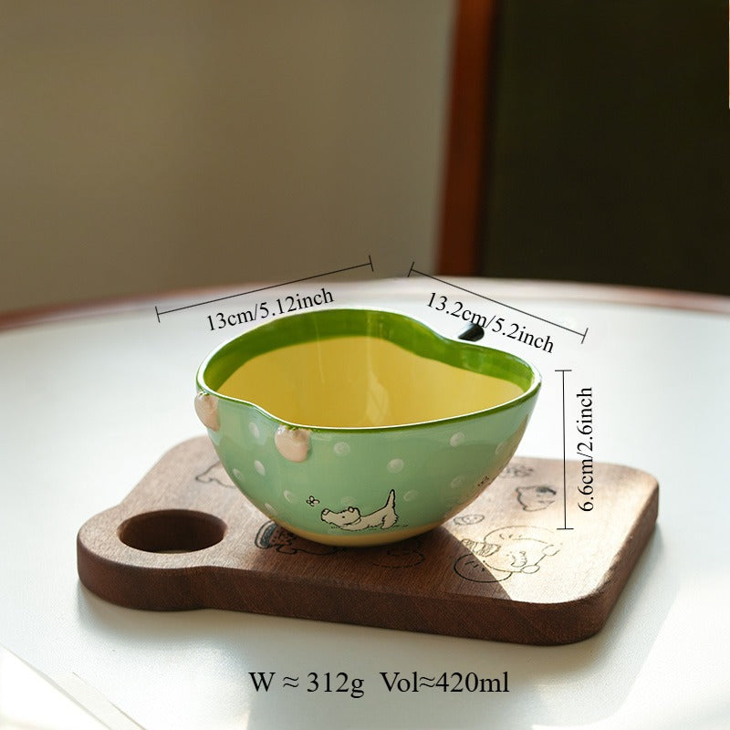 Adorable Underglazed Handpainted Ceramic Bowls Plates