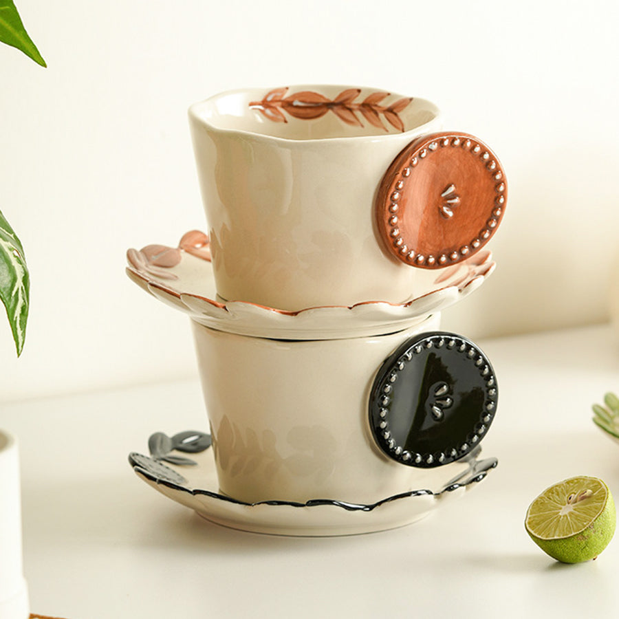 Delicate Ceramic Coffee Mugs and Plates