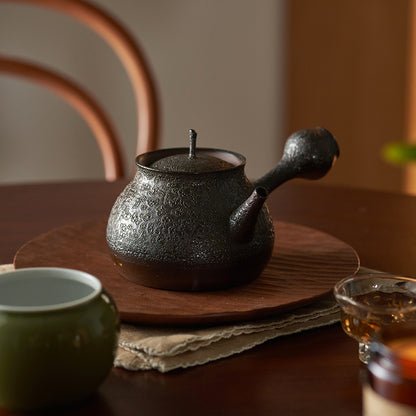 Original Crude Pottery Teapot with Side Handle