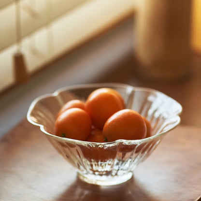 Delicate Petal Glass Bowl & Spoon