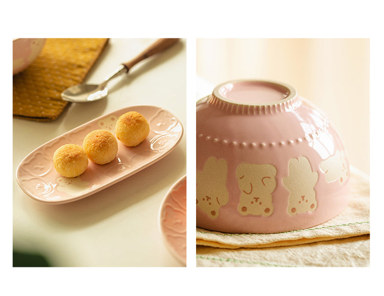 Adorable Bears Ceramic Bowls Plates Set - PeauleyHome