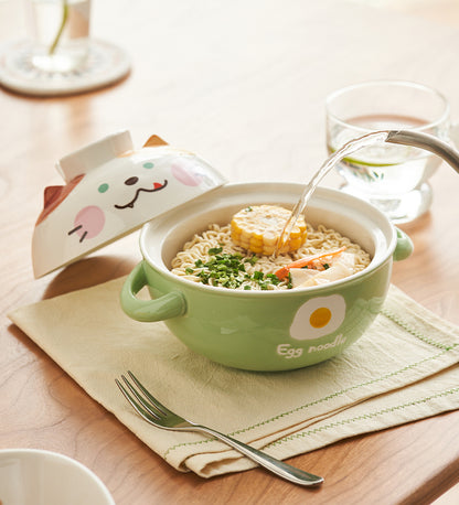 Cartoon Ceramic Noodle Bowls with Handles - PeauleyHome