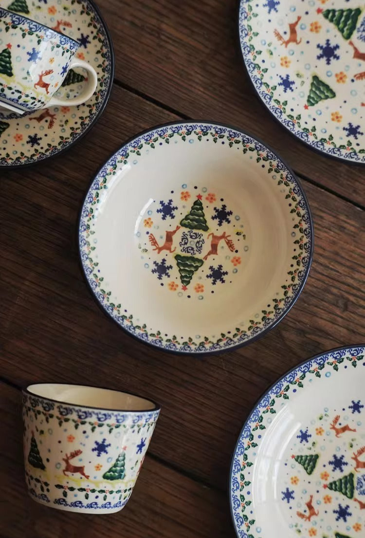 Vintage Christmas Gift Ceramic Coffee Mug Plate