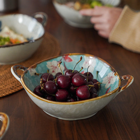 Delicate Japanese Style Ceramic Double-handled Soup Bowl