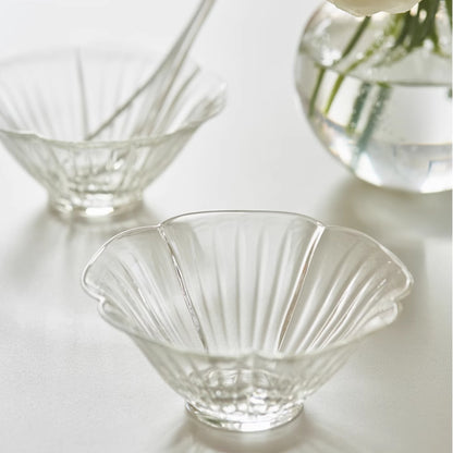 Delicate Petal Glass Bowl & Spoon