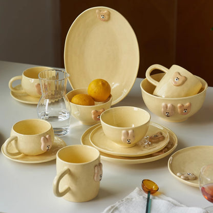 Adorable Yellow Ceramic Bowls Plates Mugs