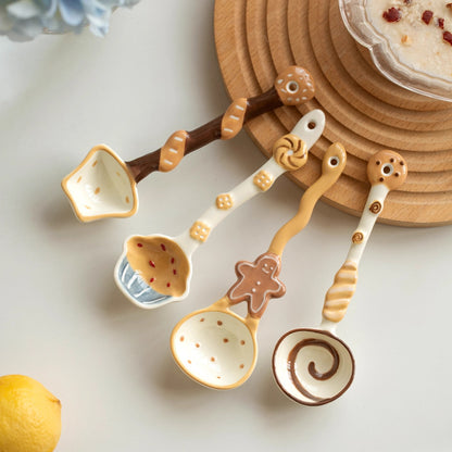 Japanese-style Ceramic Long-handled Soup Spoon