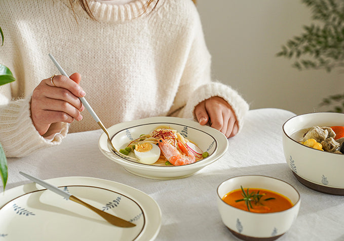 Delicate Japanese Style Ceramic Plates Bowls Platter - PeauleyHome