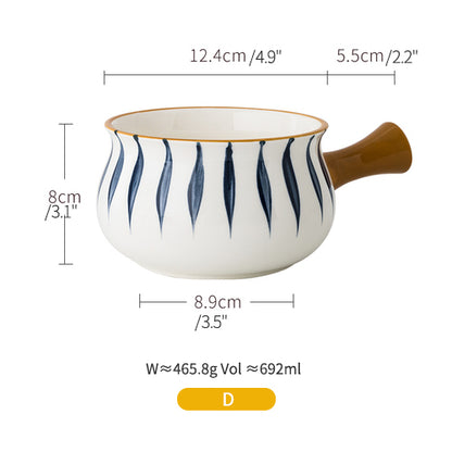 Japanese Characteristic Ceramic Pot Plate Bowl with Wood Handle - PeauleyHome