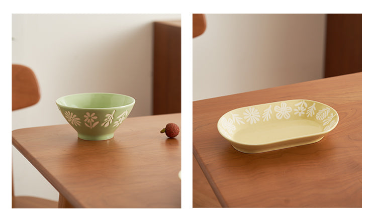 Delicate Floral Ceramic Bowls Plates New Arrival - PeauleyHome