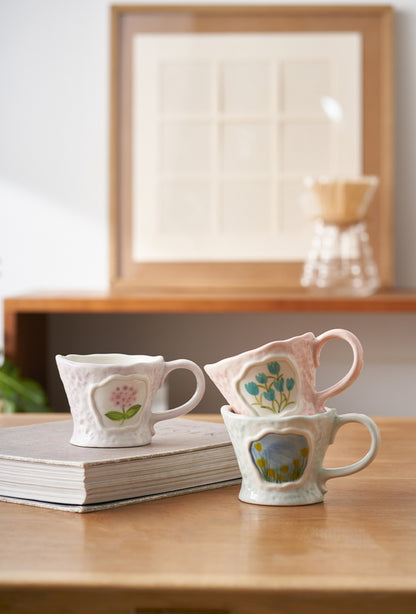 Handmade French Floral Water Cup Ceramic Coffee Mugs for Girls - PeauleyHome