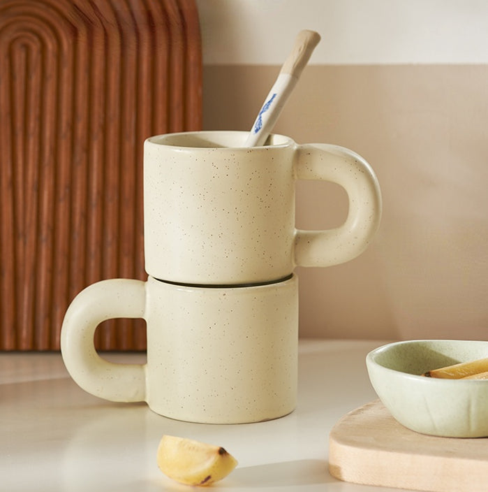 Aesthetic Ceramic Mugs with Chubby Handle - PeauleyHome