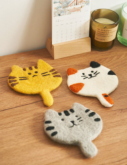 Original Adorable Woolen Heat Pads Kitty Cup Mats - PeauleyHome