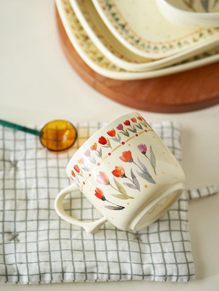 Pretty Floral Ceramic Bowls Plates Mugs for Breakfast - PeauleyHome