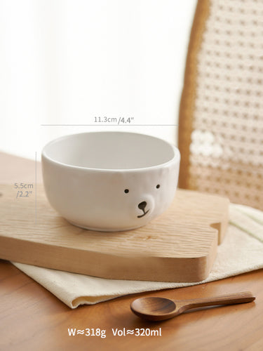 Lovely White Bear Ceramic Plates Bowls for Breakfast - PeauleyHome