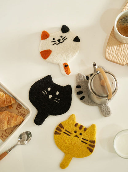 Original Adorable Woolen Heat Pads Kitty Cup Mats - PeauleyHome