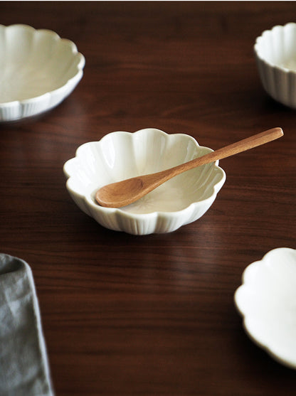 White Ceramic Lace Plate Dinner Fancy Bowls and Platters for Home - PeauleyHome