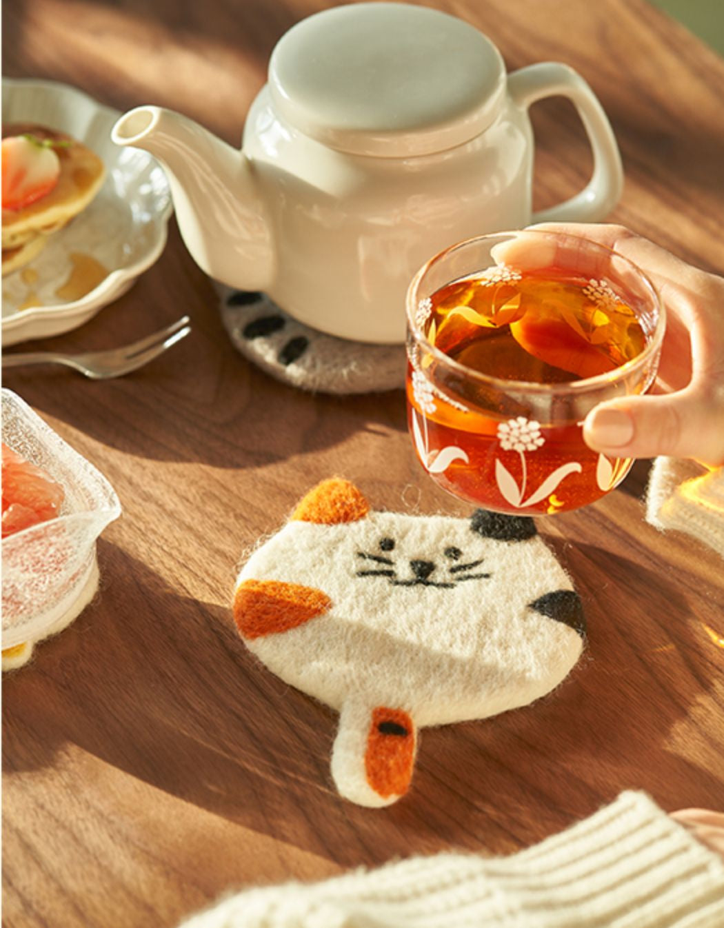 Original Adorable Woolen Heat Pads Kitty Cup Mats - PeauleyHome