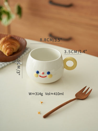 Smiling Face Mug Ceramic Large Capacity Cup - PeauleyHome