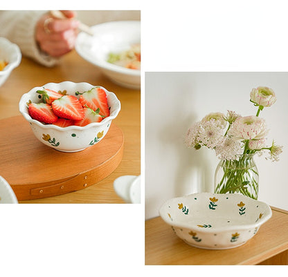 Floral Ceramic Plates Bowls for Home - PeauleyHome