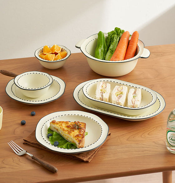 Nordic white Ceramic Bowl Plate Set - PeauleyHome