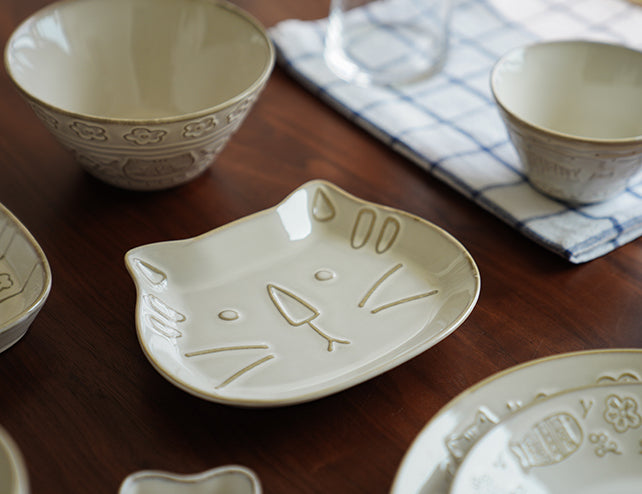 Cute Ceramic Fish Cat Shaped Large Plates Bowls - PeauleyHome