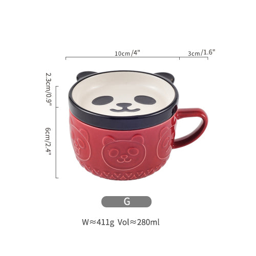 Original Cute Emboss Ceramic Mugs Cups with Lids for Ladies - PeauleyHome