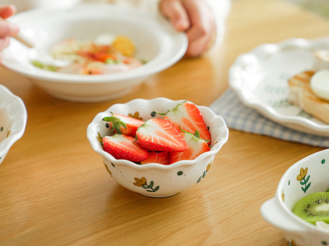 Floral Ceramic Plates Bowls for Home - PeauleyHome