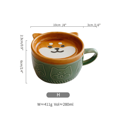 Original Cute Emboss Ceramic Mugs Cups with Lids for Ladies - PeauleyHome