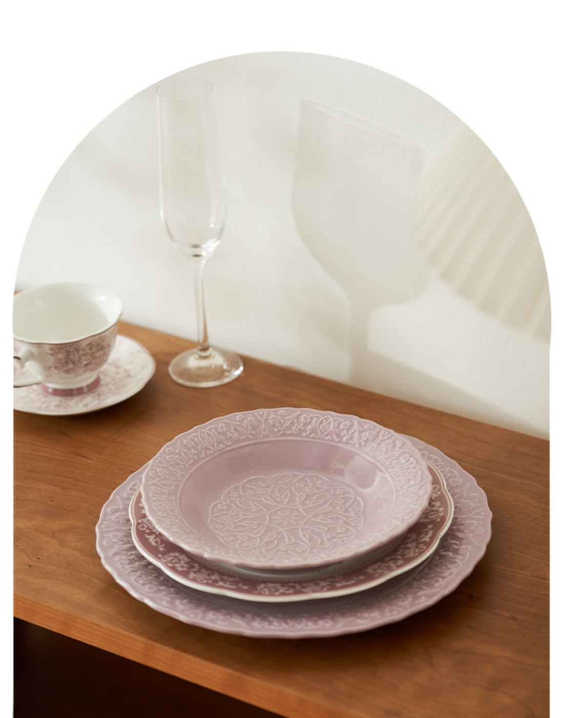 French Purple Dinner Plate Ceremonial Ceramic Pasta Steak Plates - PeauleyHome