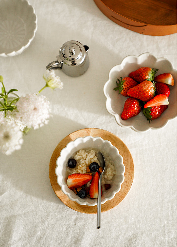 White Ceramic Lace Plate Dinner Fancy Bowls and Platters for Home - PeauleyHome