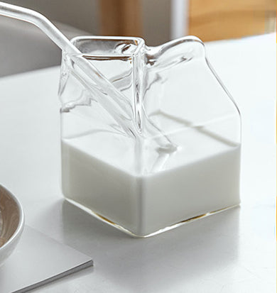 Original Japanese Style Glass Milk Cup with straw - PeauleyHome