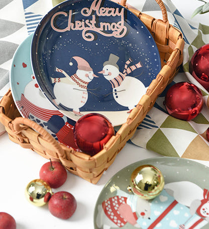 Christmas Series Original Cartoon Ceramic Plates New Year Gifts