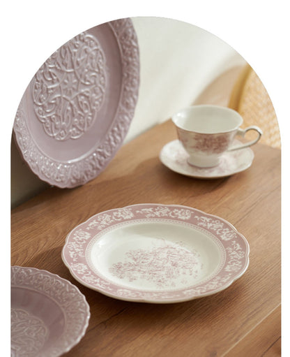 French Purple Dinner Plate Ceremonial Ceramic Pasta Steak Plates - PeauleyHome