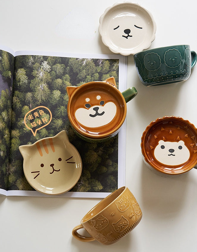 Lovely Cartoon Animals Theme Ceramic Mugs with Lids - PeauleyHome