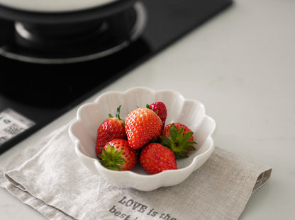 White Ceramic Lace Plate Dinner Fancy Bowls and Platters for Home - PeauleyHome