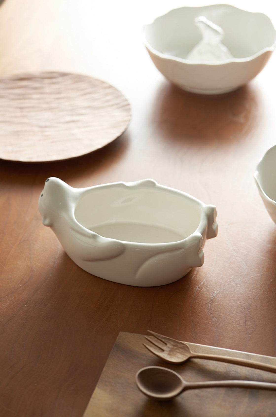 Nordic Ceramic Bowls with Polar Bear centred - PeauleyHome