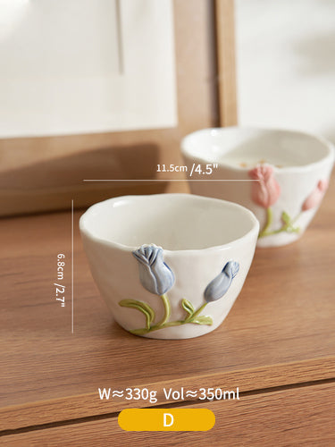 Handmade Original 3D Tulips Ceramic Mugs Plates Bowls Set - PeauleyHome